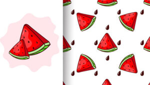 وکتور پترن با هندوانه Seamless pattern with watermelons