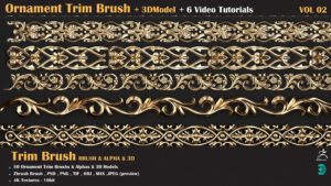 مجموعه براش تزیینی  زیبراش Ornament Trim Brush Vol 2