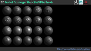 مجموعه براش زیبراش فلز آسیب دیده Metal Damage Stencils/VDM Brushes
