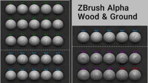 مجموعه ی براش چوب و سطح زمین ZBrush Alpha Wood & Ground