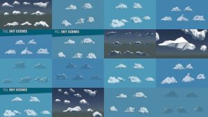 مجموعه مدل سه بعدی ابر Low Poly Cloud Collection
