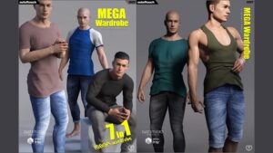 پکیج مدل سه بعدی لباس ساده مردانه برای Daz3D Genesis 8