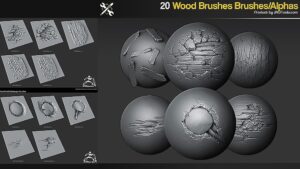 مجموعه براش چوب برای زیبراش Zbrush Wood Brushes