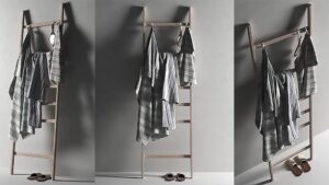 مدل سه بعدی آویز پله ای حوله Ladder with Towels 2
