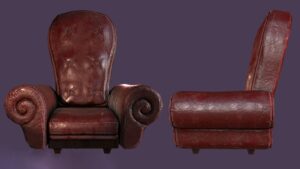 مدل سه بعدی صندلی چرمی Leather Armchair
