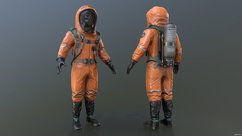 مدل سه بعدی لباس محافظ hazmat suit model افکت ۲۴