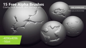 کالکشن تصاویر آلفا ترک خوردگی Alpha Brushes for ZBrush Blender