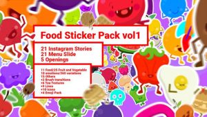 پروژه افترافکت مجموعه استیکر غذا Food Stickers Pack
