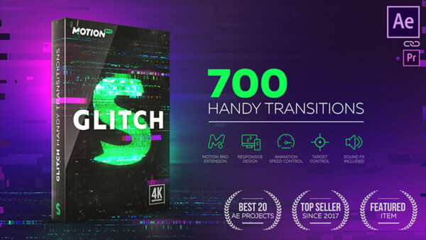 مجموعه ترانزیشن ویدیویی گلیچ Glitch Transitions افکت ۲۴