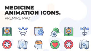 پروژه مجموعه انیمیشن آیکون پریمیر Medicine Icons