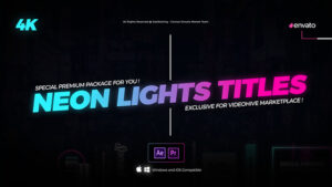 پروژه افترافکت نمایش عناوین نئونی Neon Lights Titles 4K