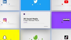 پروژه افترافکت نمایش لوگو شبکه اجتماعی Social Media Logo Reveal Pack