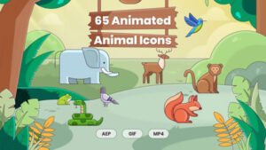 پروژه افترافکت مجموعه انیمیشن آیکون حیوانات Animated Animal Icons