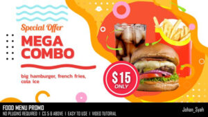 پروژه افترافکت تیزر تبلیغاتی منو غذا Food Menu Promo