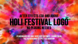 پروژه افترافکت نمایش لوگو فستیوال Holi Festival Logo