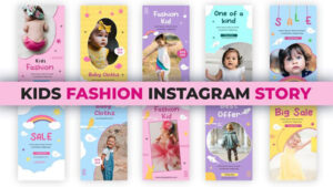 پروژه افترافکت مجموعه استوری اینستاگرام کودکان Kids Fashion Instagram Stories