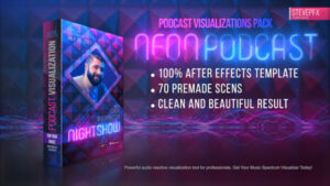 پروژه افترافکت ویژوالایزر پودکست و موزیک Neon Audio Visualizer