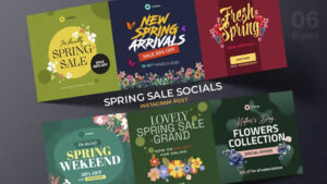 پروژه افترافکت مجموعه پست اینستاگرام فروش ویژه Spring Sale Socials Instagram Post