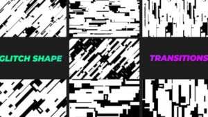 فوتیج موشن گرافیک 7 شیپ ترانزیشن گلیچ Shape Pack