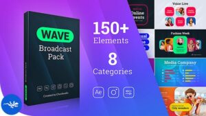 پروژه افترافکت مجموعه اجزای برودکست Wave Broadcast Pack