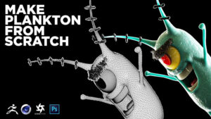 آموزش ساخت کاراکتر کارتونی با زیبراش و سینمافوردی Create Plankton from Scratch
